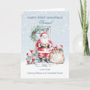 Baby 1st Christmas Santa Elf's Presents Holiday Card