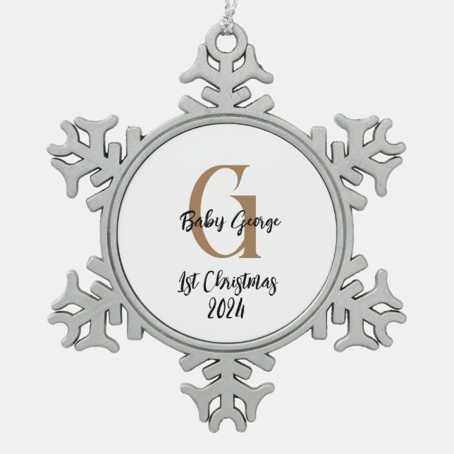 baby 1st Christmas Snowflake Framed Ornament (Front)