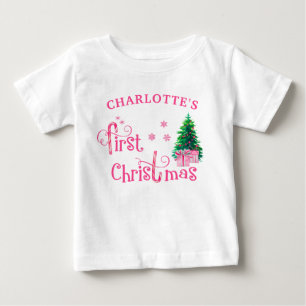 Baby 1st Christmas Tree and Pink Candy Cane Girl T-Shirt
