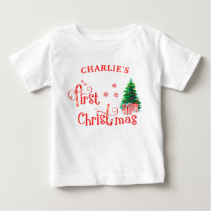 Baby 1st Christmas Tree and Red Candy Cane T-Shirt