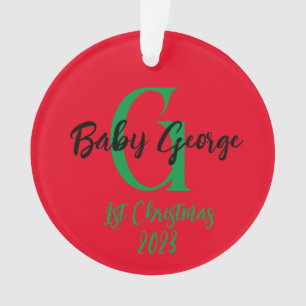 Baby 1st Christmas tree ornament unisex monogram