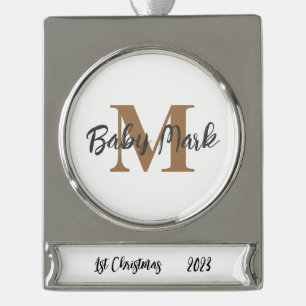Baby 1st Christmas tree ornament unisex monogram 