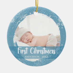 Baby 1st First Christmas Snowflake Adorable  Ceramic Tree Decoration
