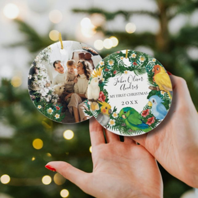 Baby 1st First Christmas Tropical Exotic Parrots   Ceramic Tree Decoration (Creator Uploaded)