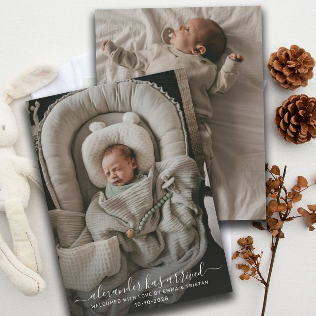  Baby 2 Photo Birth  Announcement (Creator Uploaded)