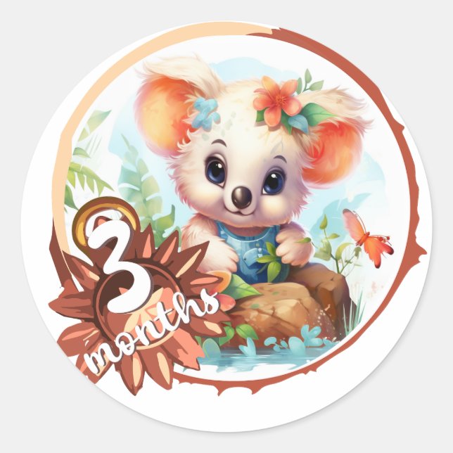Baby - 3 months too classic round sticker (Front)