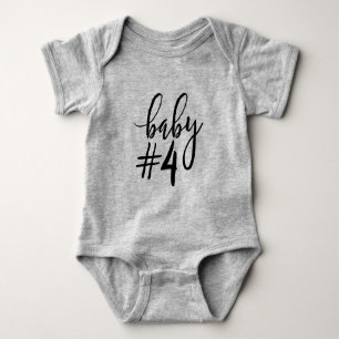Baby #4 Black Handwritten Script Bodysuit