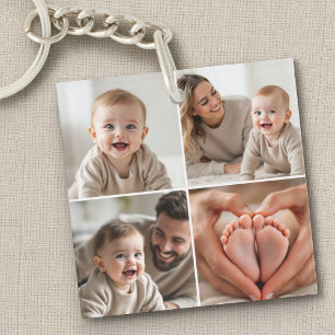 Baby 4 Photo Collage Cute Picture Instagram Key Ring
