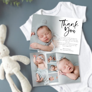 Baby 6 Photo Girl or Boy Script Thank You Announce Announcement