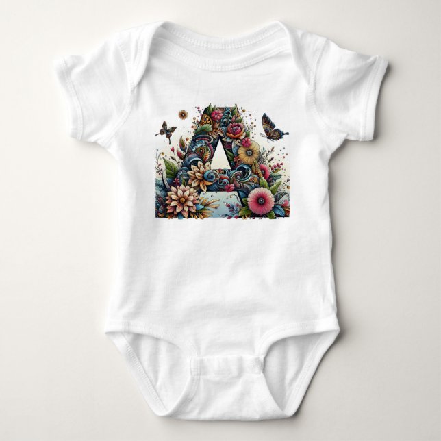 baby A alphabet dress Bodysuit (Front)