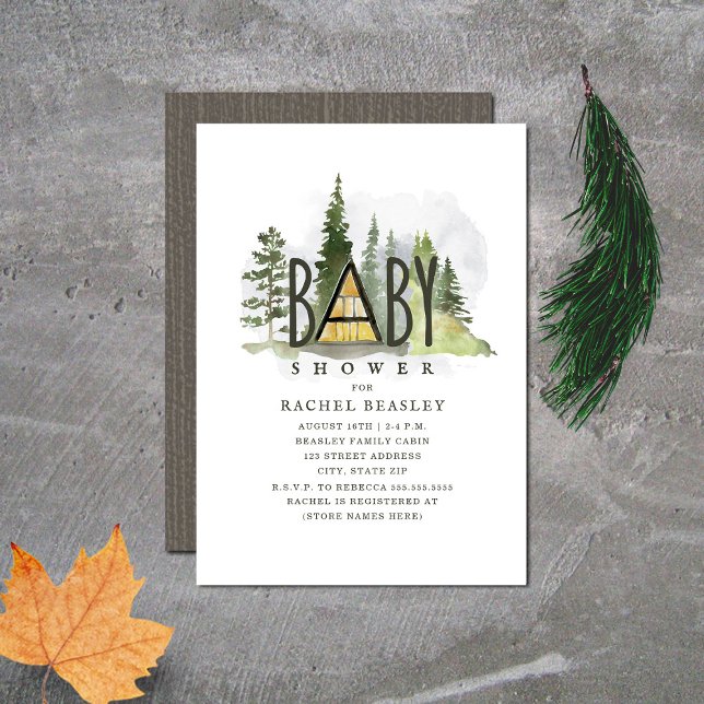 Baby A Frame Rustic Woodland Cabin Invitation (Creator Uploaded)