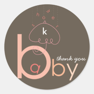 Baby "a" in B   Pink Baby Girl Shower Sticker