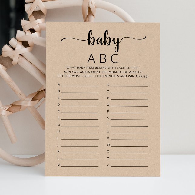 Baby ABC game Baby Shower party Alphabet game card (Creator Uploaded)