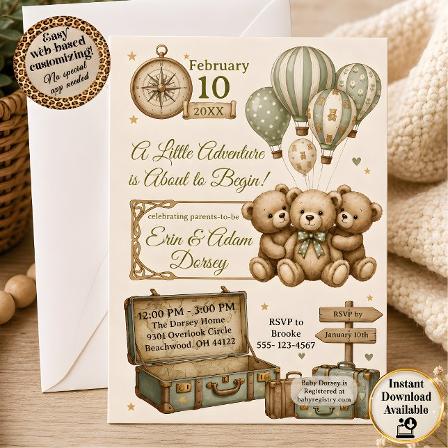 Baby Adventure Baby Shower Invitation (Baby Adventure Baby Shower Invitation)