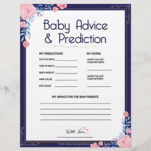 Baby Advice & Prediction [Floral Frame] Custom Letterhead