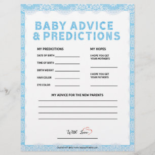 Baby Advice & Predictions [Luxury Lace [Blue]] Custom Letterhead