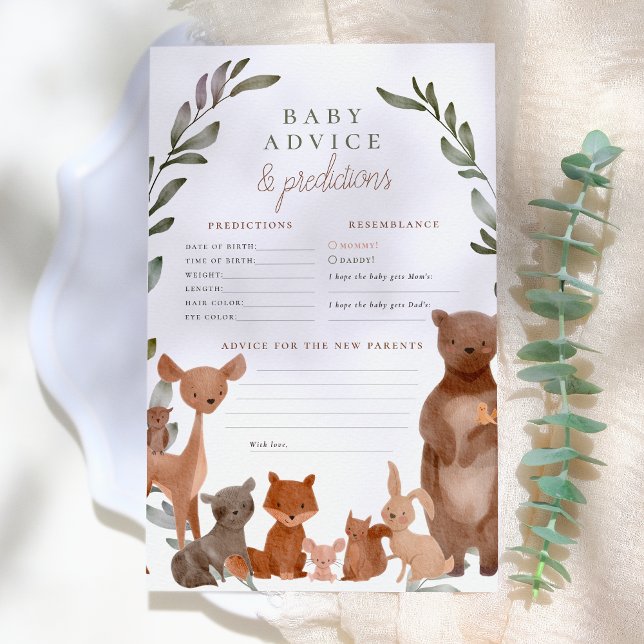 Baby Advice & Predictions Woodland Baby Shower (Creator Uploaded)