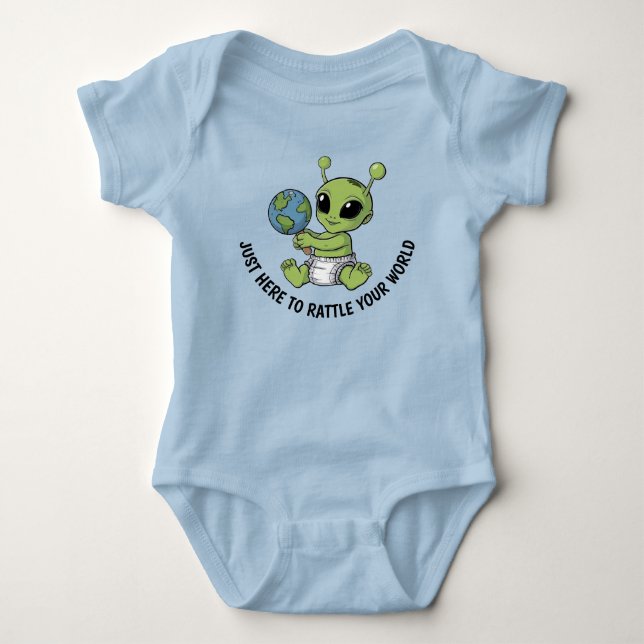 Baby Alien Holding Rattle Bodysuit (Front)