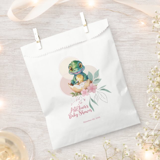 Baby Alligator Hatching Floral Baby Shower Favour Bags (Clipped)