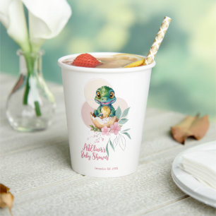 Baby Alligator Hatching Floral Baby Shower Paper Cups