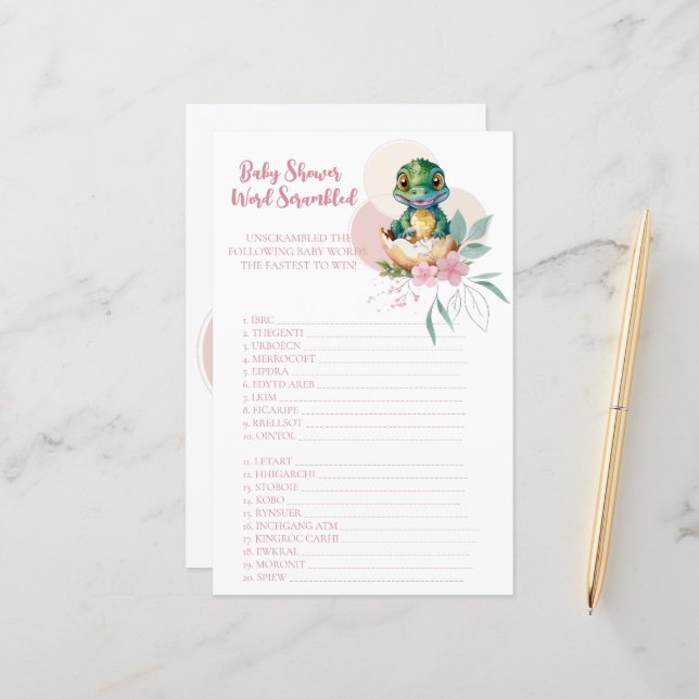 Baby Alligator Hatching Floral Word Scramble Game (Front/Back In Situ)