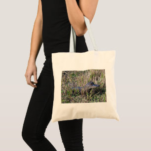 Baby Alligator Resting in Florida Marsh Grass Tote Bag