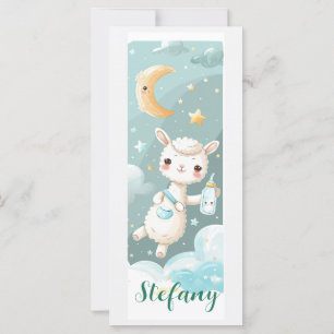 Baby Alpaca Watercolor Personalised Bookmark Card