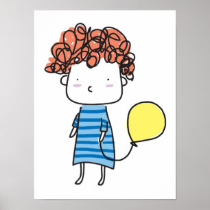 Baby and balloon Poster