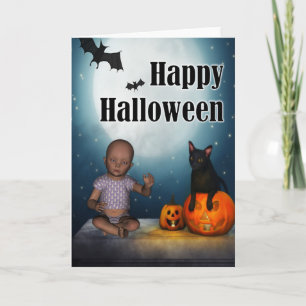 Baby and Bats Halloween Card