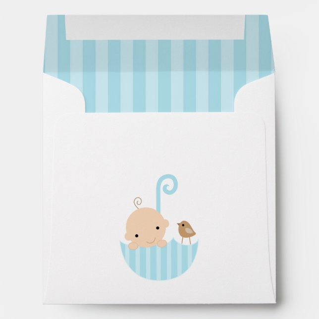Baby and Bird in Umbrella Baby Shower Envelopes (Back (Bottom))