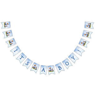 Baby and Bulldog Puppy It's a Boy Baby Shower Bunting