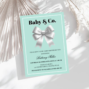 Baby and Co. Silver Bow Baby Shower Invitation