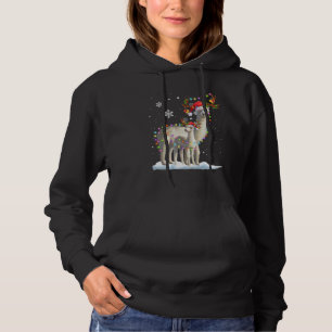 Baby And Mum Llama Christmas Light Tree Reindeer X Hoodie