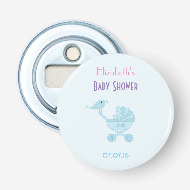 Baby and Mummy Bluebirds baby Shower Favour Bottle Opener (Front)