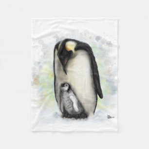 Baby and Parent Penguin Fleece Blanket