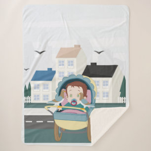 Baby and pigeons sherpa blanket