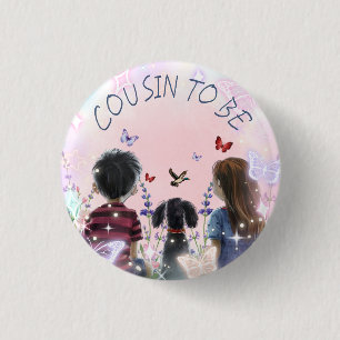 Baby and Puppy Baby Shower Cousin to be 3 Cm Round Badge