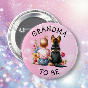 Baby and Puppy Grandma to be Baby Shower 6 Cm Round Badge