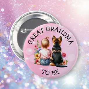 Baby and Puppy Great Grandma to be Baby Shower 6 Cm Round Badge