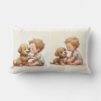 Baby and puppy Throw Pillow