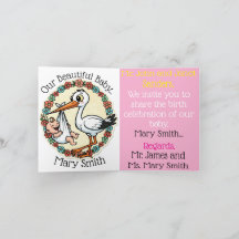 Baby and Stork Design Vintage Style