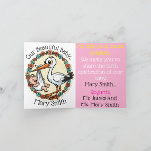 Baby and Stork Design Vintage Style Announcement