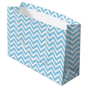 Baby and White Medium Size Horizontal Chevron Large Gift Bag