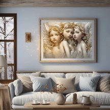 Baby Angel Sisters Modern Art  Poster