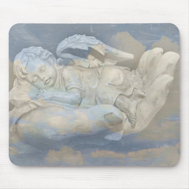 Baby Angel Wings Sleeping in God's Hand Mouse Pad (Front)