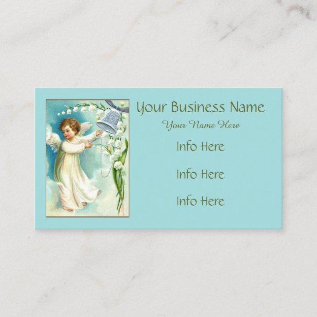 Baby Angel With Blue Bell  Business Card (Front)