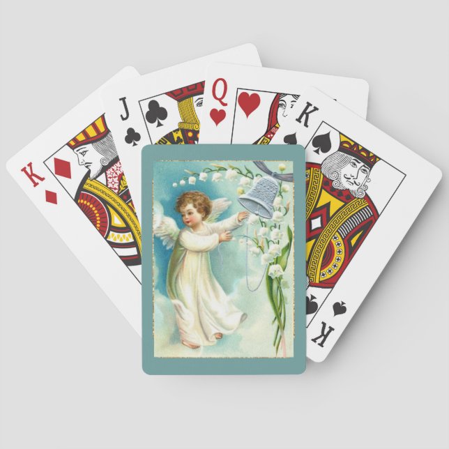 Baby Angel With Blue Bell Playing Cards (Back)