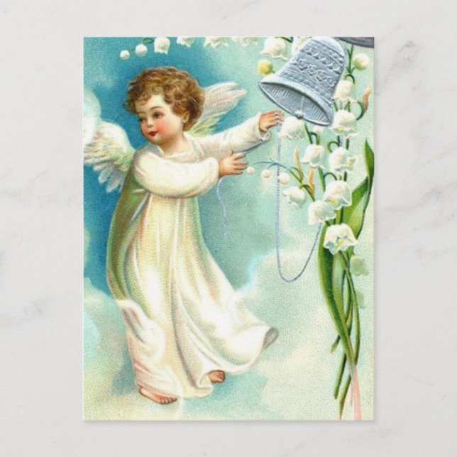 Baby Angel With Blue Bell Postcard (Front)