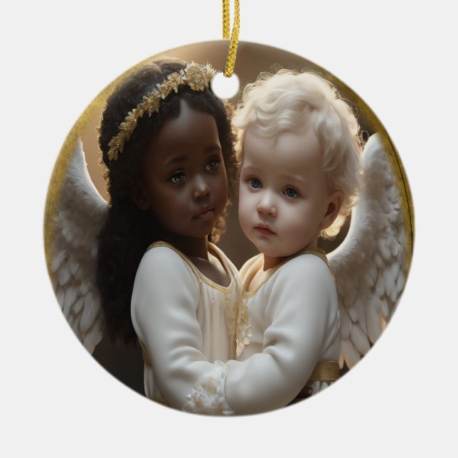 baby angels ceramic tree decoration (Front)