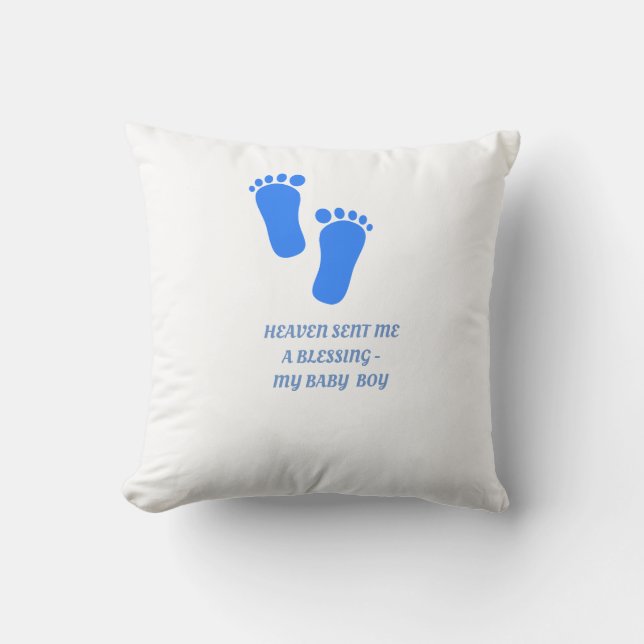 Baby Angels Heaven Sent Boy Pillow (Front)